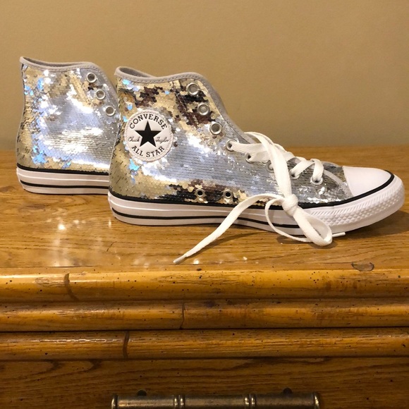 silver sparkle converse womens shoes